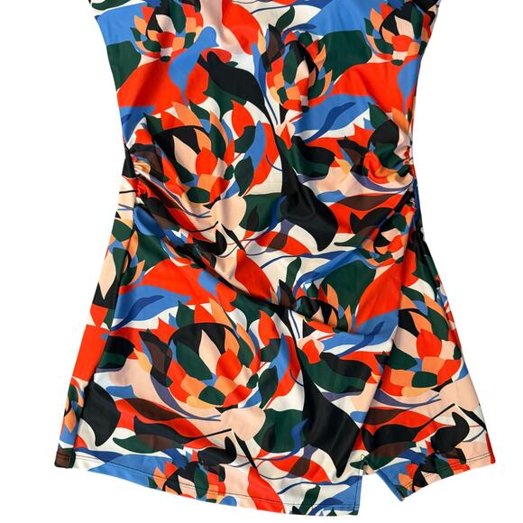 Jasambac Modest Swim Dress Size L Floral Print One Piece Skirted New NO BRIEFS - Picture 6 of 11